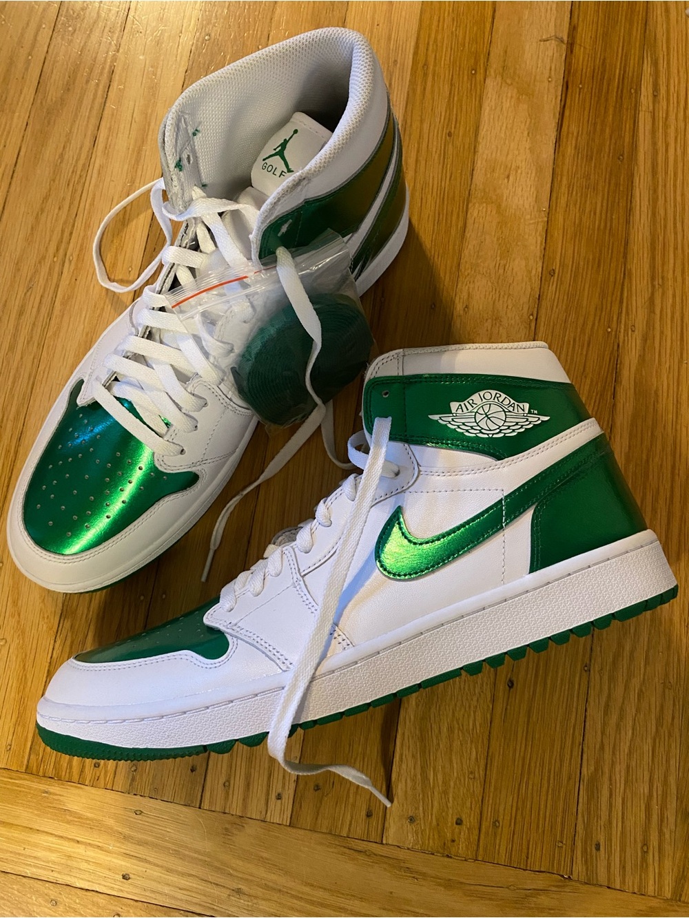 Size 13 - NEW Nike Air Jordan 1 High Golf Shoes Spikeless Pine Green White